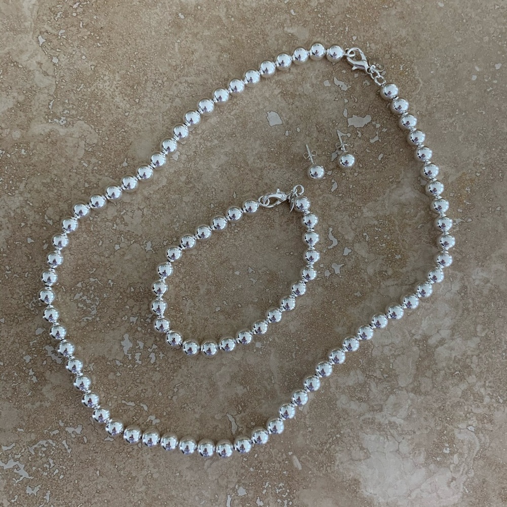 Clearance Silver bead jewelry costume jewelry set